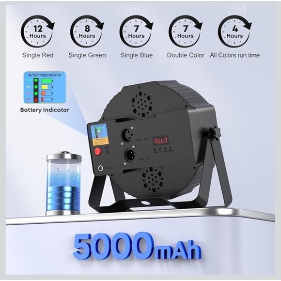 Rechargeable Stage Par Lights 36W RGB Battery Powered, Wireless LED Par Light - Picture 4 of 4